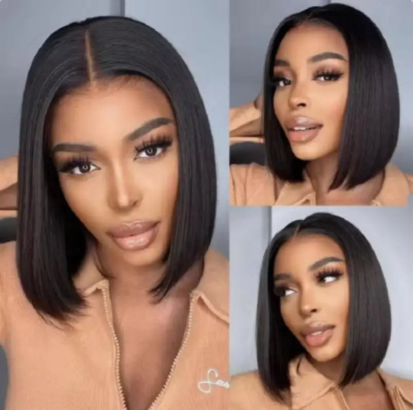 2026 New  Short Straight Bob Human Hair Wigs, Full Machine Made, Pre-Cut 4x4 Lace, Elastic Drawstring, Upgraded Breathable Wigs