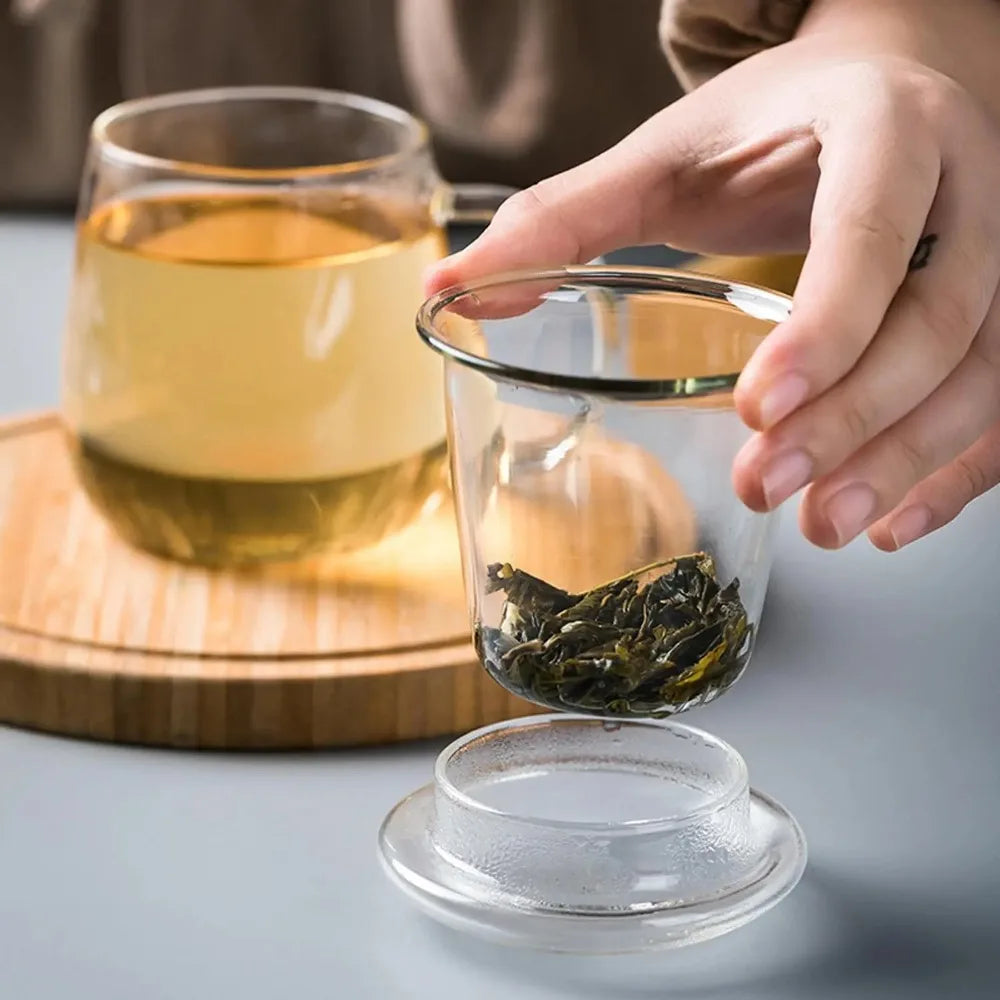 1pc Transparent Teacup with Filter Multi-Purpose Brewings Tea Cup High Borosilicate Milk Mug Household Drinking Coffee Cup