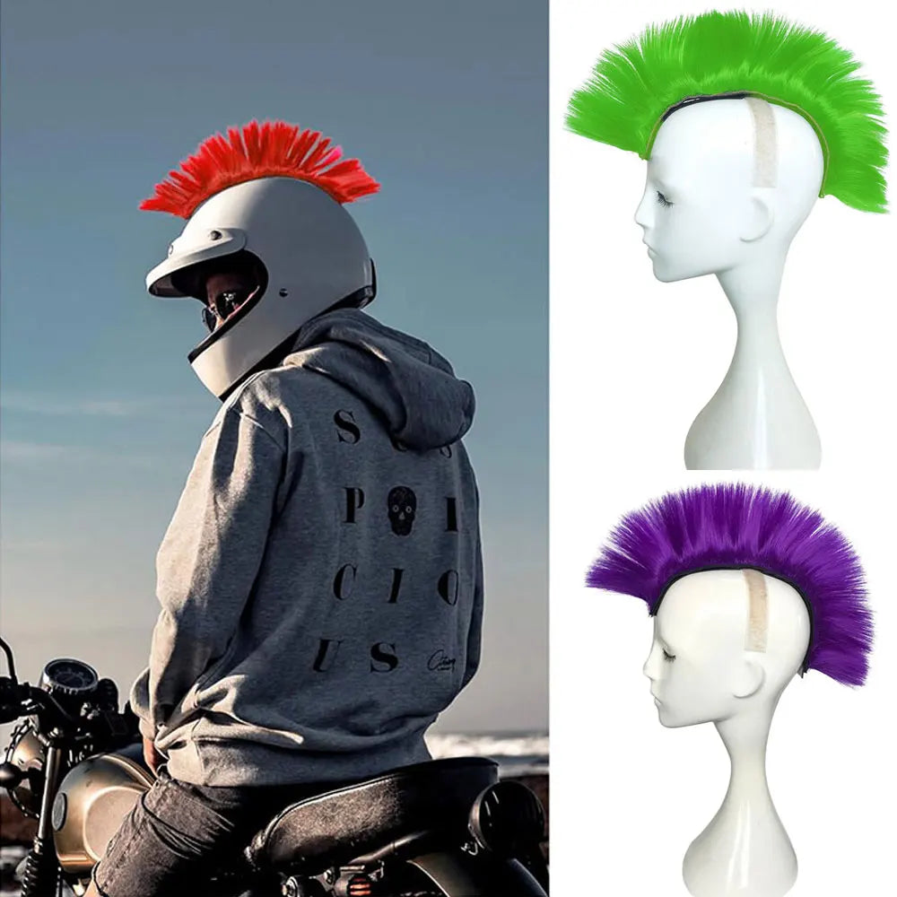 Synthetic Wigs Helmet Hawks Motorcycle Helmet Mohawk for Bicycle/Almost Helmet/Stick Reusable Design (Helmet Not Included)