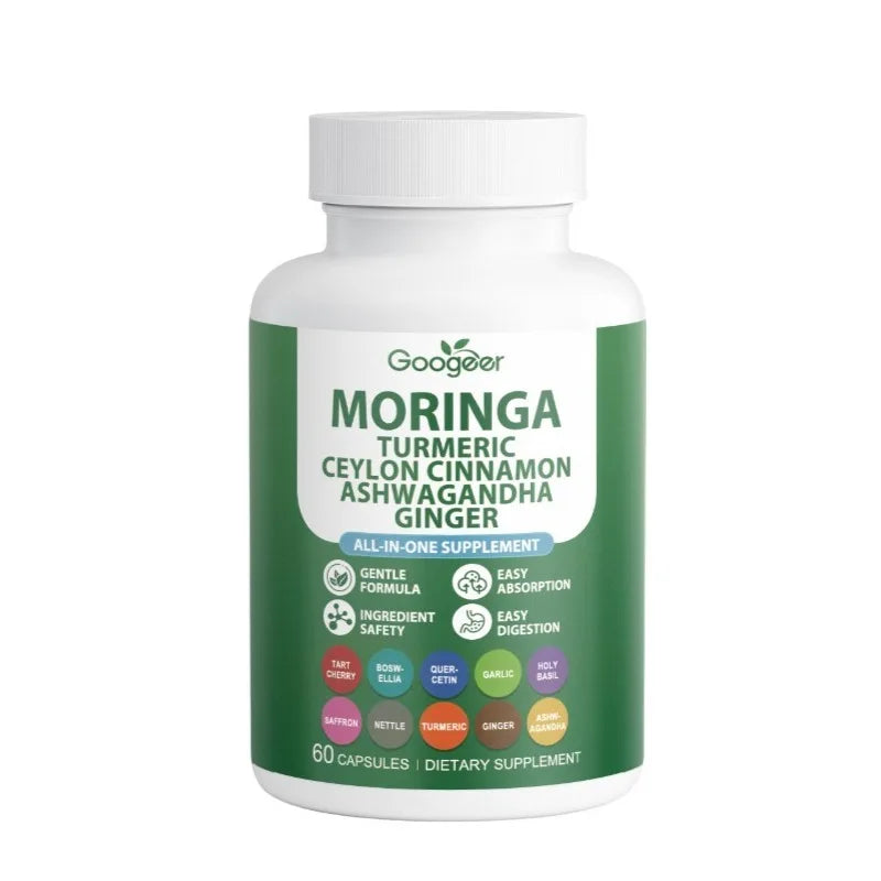 Multi-Herbal Wellness Supplement 60capsules Moringa Turmeric & More Easy Absorption Natural Dietary Supplement for Health