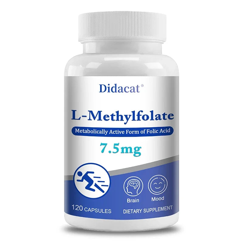 L-Methylfolate 7.5 Mg - L Methyl Folate, Methylfolate Supplement Capsules for Women & Men, Promote Brain Health, Focus, Calm