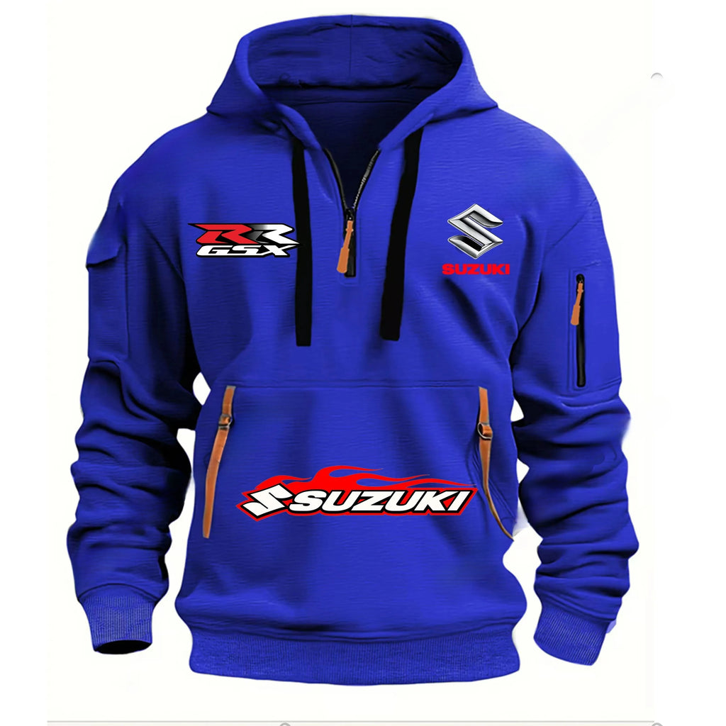 Suzuki men's sportswear, outdoor-style street motorcycle clothing, printed half-zipper street Harajuku clothing