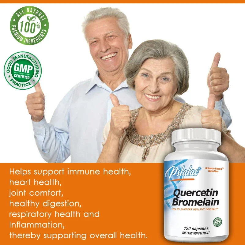 Quercetin Bromelain, Immune Support, Heart, Joint & Respiratory Health, Non-GMO, Vegan Capsules