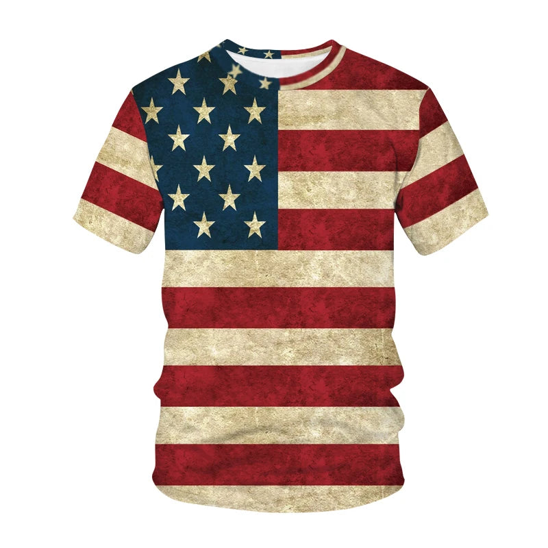 USA American Flag T-Shirts 3D Print Men Women Fashion Casual T Shirt Short Sleeve Oversized Harajuku Male Tops Tees Man Clothing