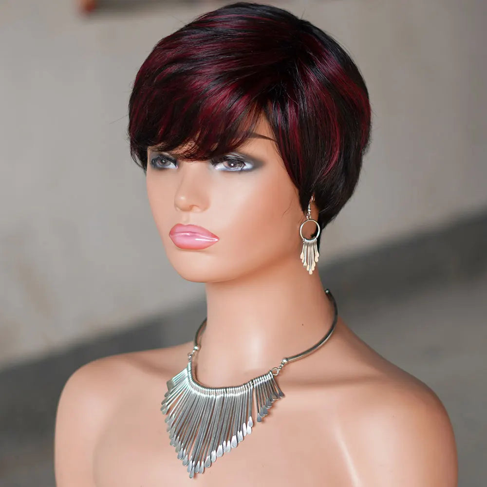 INS FACIN Short Bob Wigs None Lace Front Brazilian Remy Human Hair Wigs with Bangs Kinky Curly Wigs for Women 180% Density
