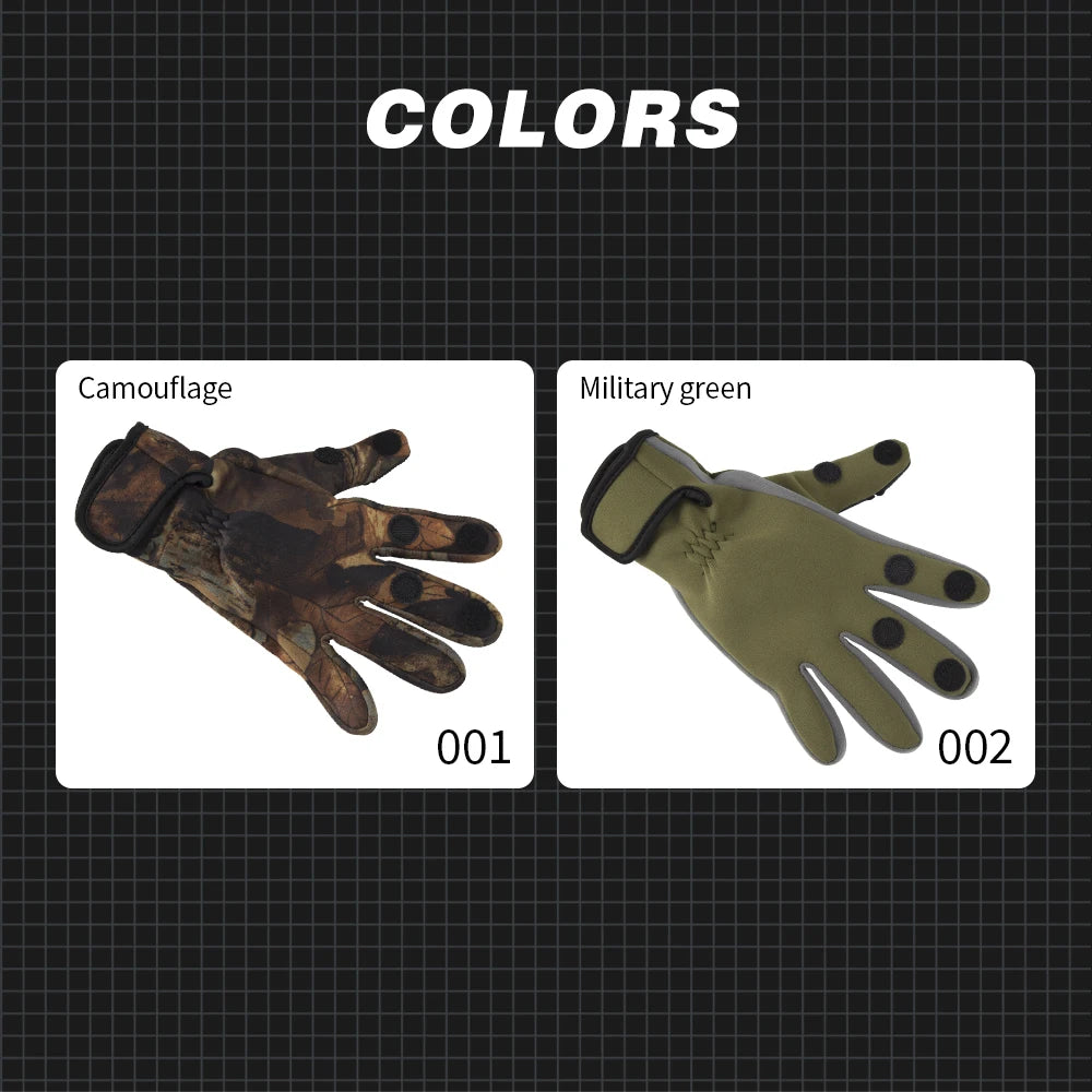 Hunthouse Fishing Gloves Two Finger Neoprene Winter Fishing Gloves PU Breathable Leather Warm Pesca Fitness Fishing Accessories