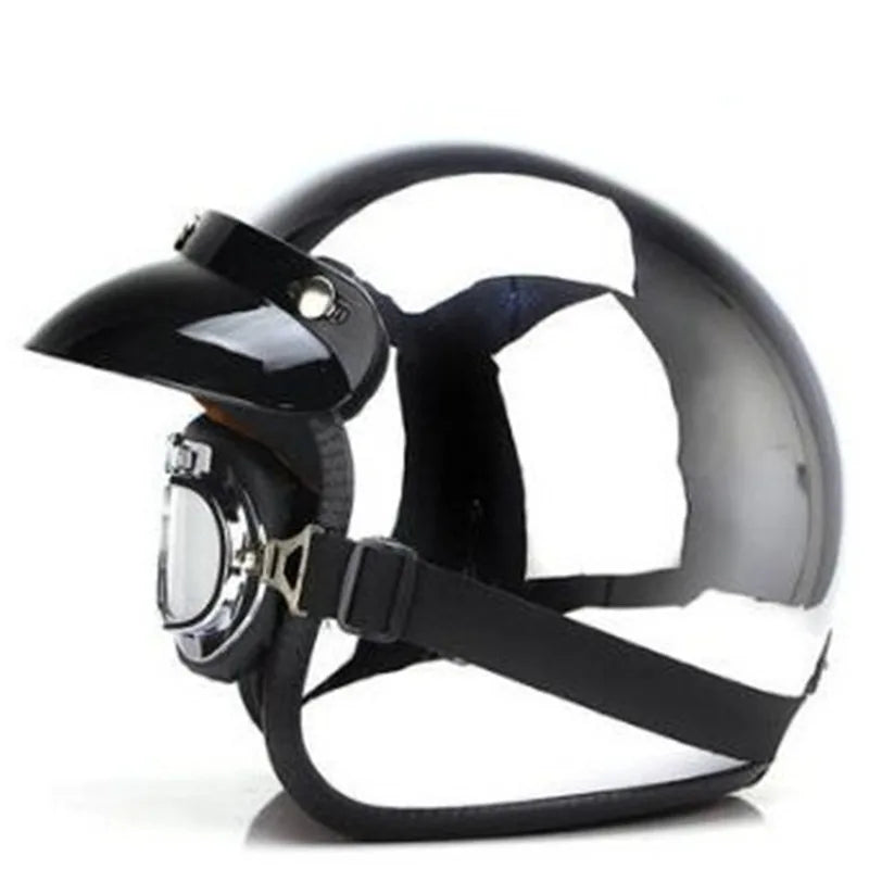 Vintage Silver Chrome Motorcycle Helmet Jet Capacetes De Motociclista for Cafe Racer Mirror CE DOT Approved casco moto