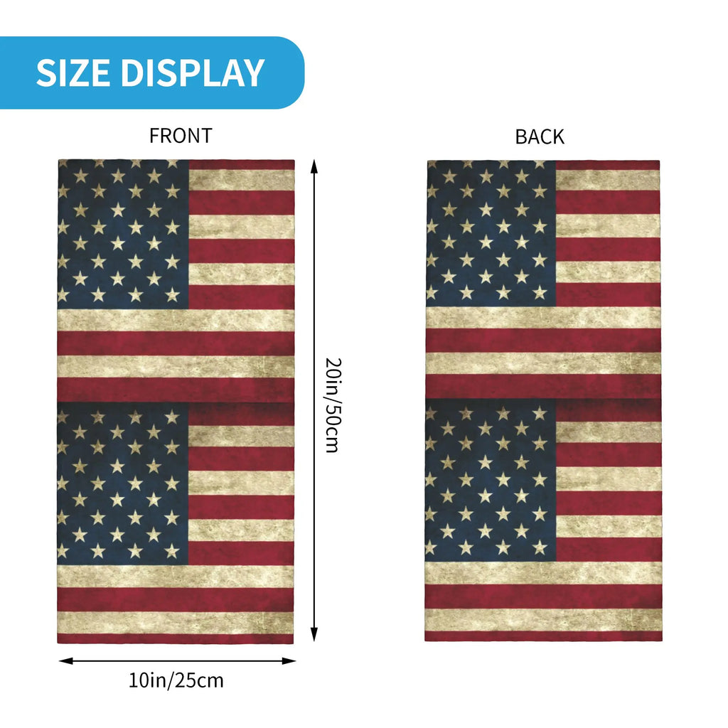 Custom Vintage American Flag Bandana Neck Gaiter for Hiking Hunting Women Men Wrap Scarf USA Proud Balaclava Warmer