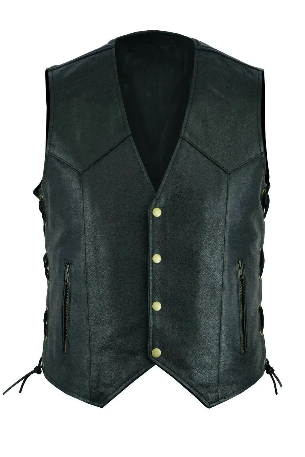 Vest Leather Punk Fashion Casual Coat Motorcycle Vest Men Solid Vest Fleet