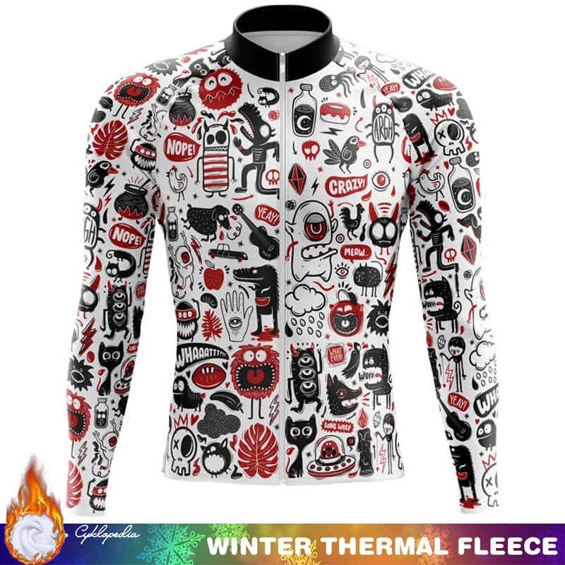 Cycling Clothing Man Thermal Fleece Jersey Winter Long Sleeve Men Men's Clothes Mens Uniform Outfit Retro Biking Cycle Bike Road