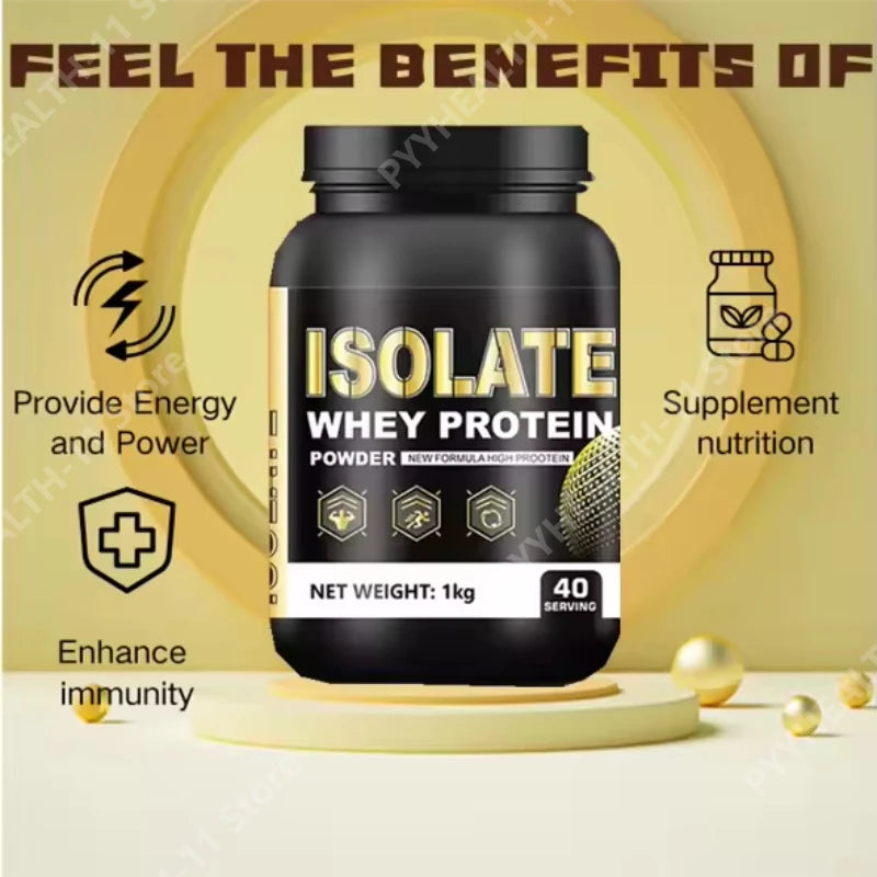 Whey Protein Isolate Powder Low Fat Supplement for Muscle Recovery and Lean Diet Sports Fitness Nutrition 1000g