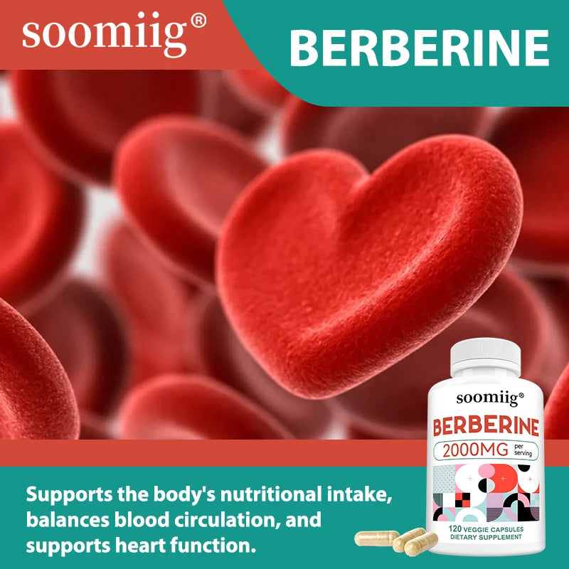 Berberine Extract Supplement - Immune System Support, Healthy Gastrointestinal Tract, Heart Health - 120 Capsules
