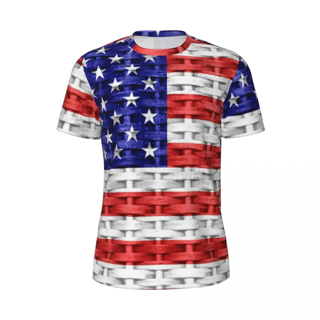 USA American Flag T-Shirt Male Star Print Patriotic Streetwear Running T-Shirts Breathable Beach Fashion Tees Oversize Tops