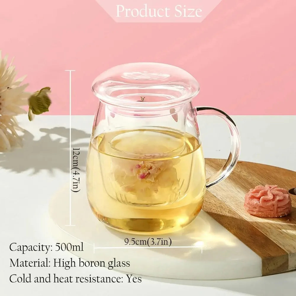 1pc Transparent Teacup with Filter Multi-Purpose Brewings Tea Cup High Borosilicate Milk Mug Household Drinking Coffee Cup