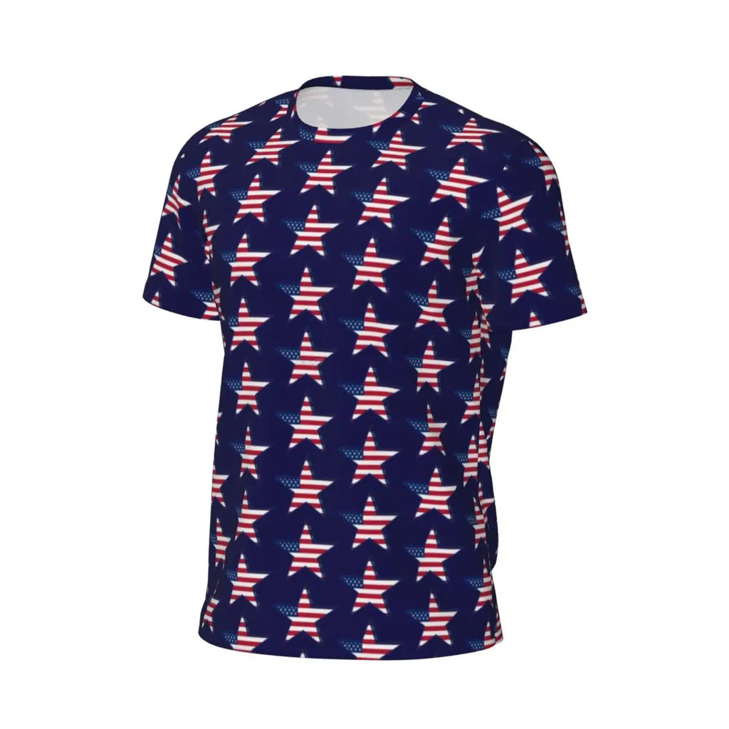 USA American Flag T-Shirt Male Star Print Patriotic Streetwear Running T-Shirts Breathable Beach Fashion Tees Oversize Tops