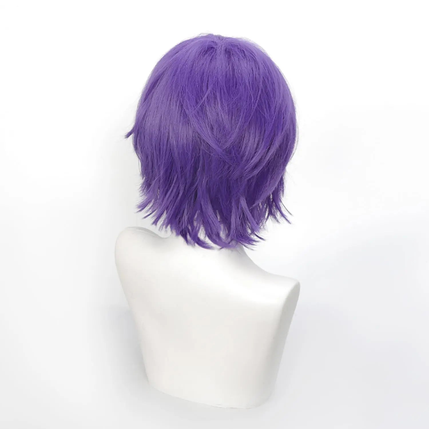 Short Cosplay Wigs 12 Inch Blue purple Short Wavy Bob Hair with Bang Spiky Anime Hair Cosplay Heat resistant Synthetic Fiber Wig