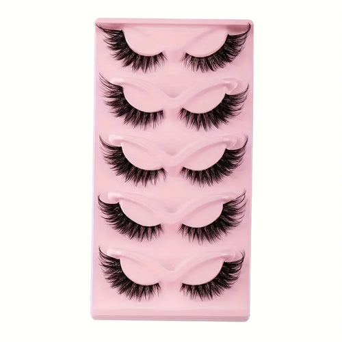 5 Pairs Cat Eye False Eyelashes | Hypoallergenic Natural Winged Lashes for Extended Eye Look