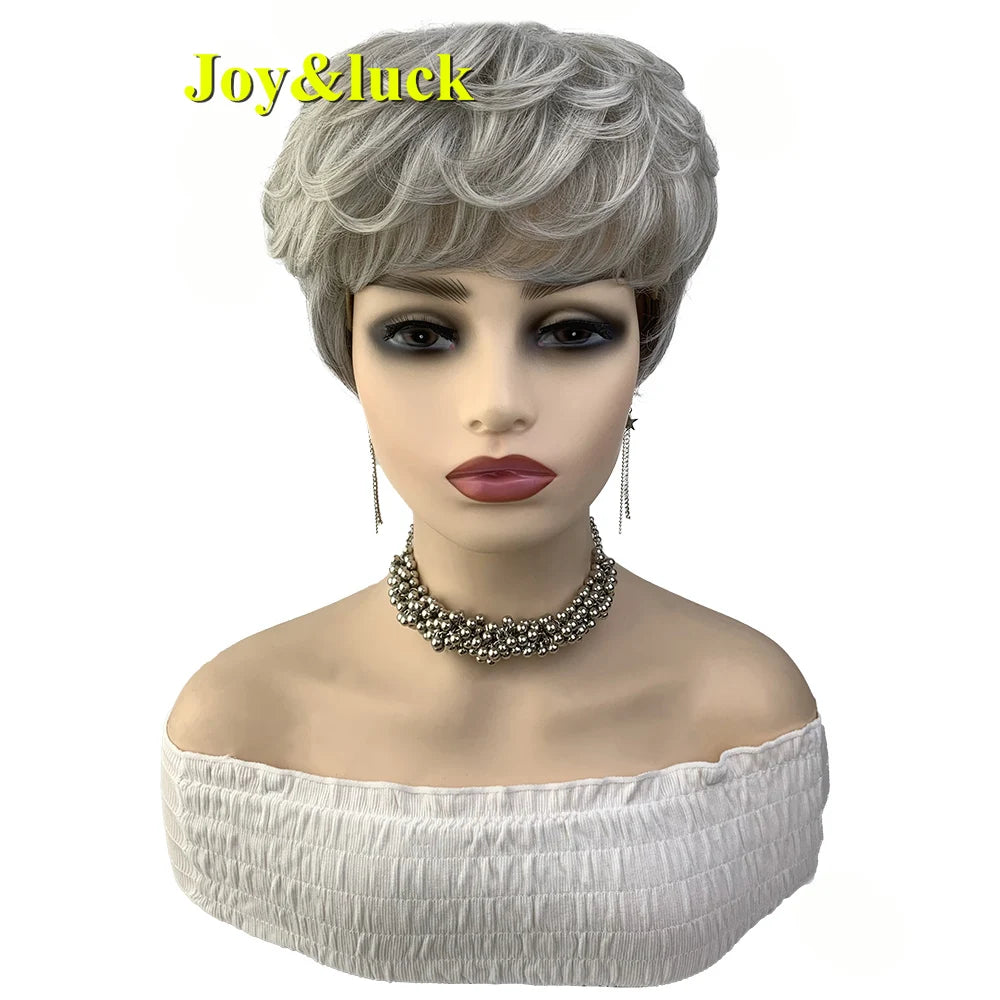 Short Ombre Blonde Wig Synthetic Bob Straight Hair With Bangs Women Natural Daily Wear Wig