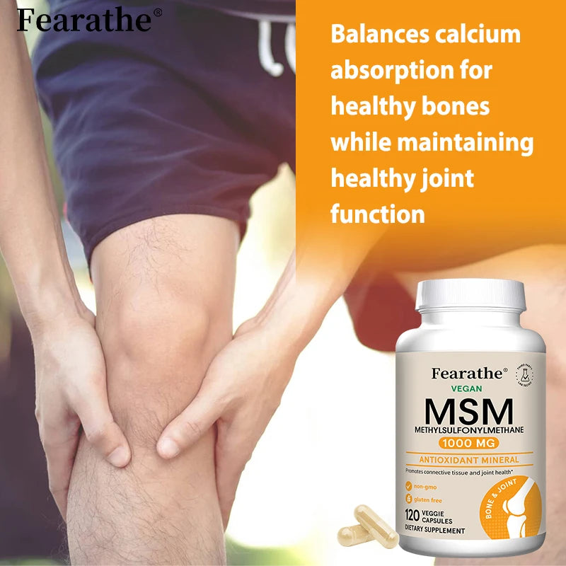 MSM 1000 Mg - 120 Veggie Capsules - Methylsulfonylmethane - Dietary Supplement Antioxidant, Supports & Strengthens Joints