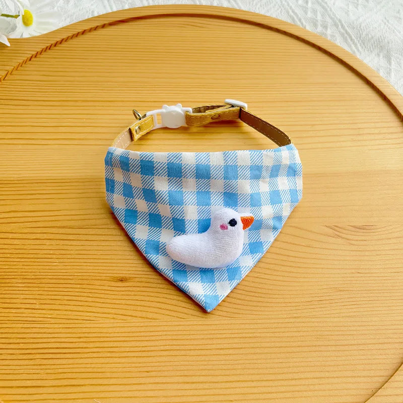 Dog Drool Bib Collar Pet Triangle Bib Cat Cartoon Bib Plaid Cute Outfit Dog Accessories For small Dogs