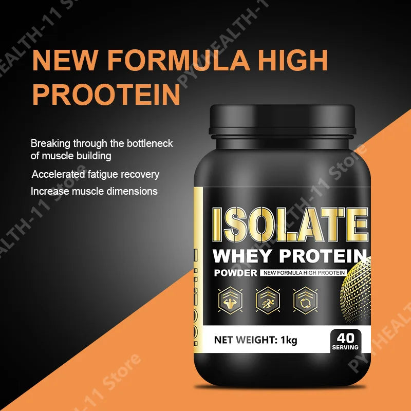 Whey Protein Isolate Powder Low Fat Supplement for Muscle Recovery and Lean Diet Sports Fitness Nutrition 1000g