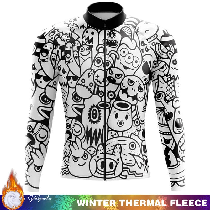 Cycling Clothing Man Thermal Fleece Jersey Winter Long Sleeve Men Men's Clothes Mens Uniform Outfit Retro Biking Cycle Bike Road