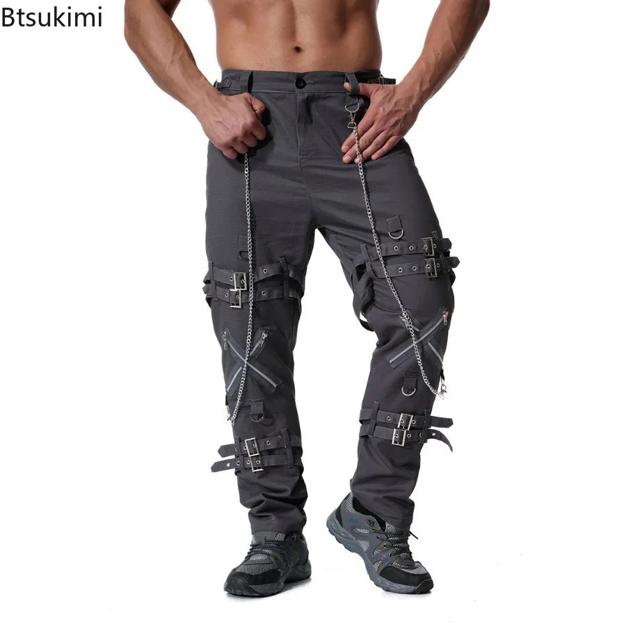 2026 Personality Men's Clothing Fashion Hip Hop Joggers Pants Punk Rock Cargo Pants Trend Streetwear Men Vintage Casual Trousers