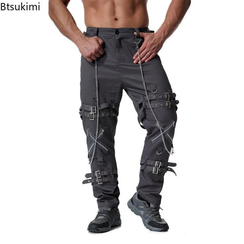 2026 Personality Men's Clothing Fashion Hip Hop Joggers Pants Punk Rock Cargo Pants Trend Streetwear Men Vintage Casual Trousers
