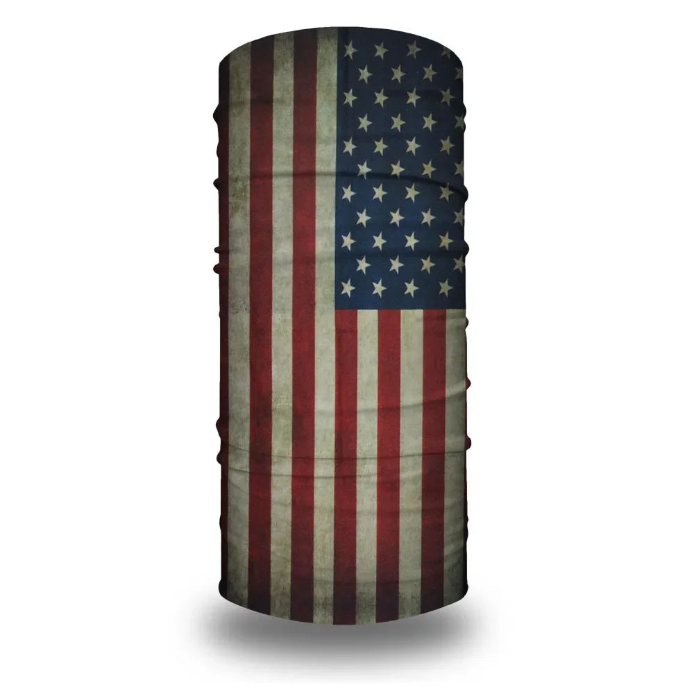 American Flag Tube Bandana Turbans Headwrap for Women Men Wind Dustproof Neck Gaiter Balaclava Seamless Multifunctional Headband
