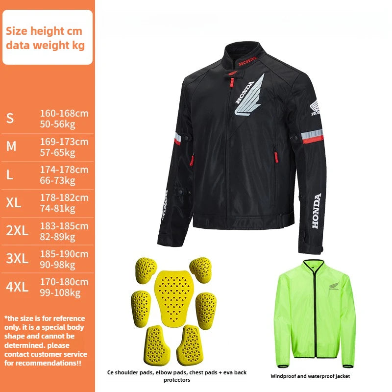 Honda Motorcycle Jacket with CE Body Armor F1 Racing Motorbike Jacket Men Women Riding Wear-resistant Moto Clothing Four Seasons