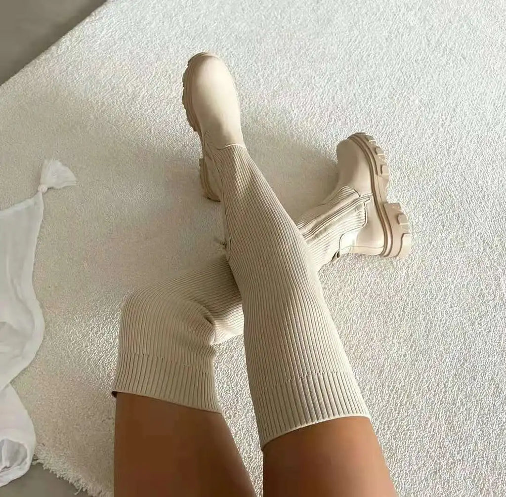 2025 Winter Shoes Women Socks Boots Fashion Over The Knee Thigh High Boots for Woman Plus Size Platform Shoes Sexy Zapatos Mujer