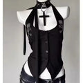 Punk Vintage Y2K Subculture Halter Vest Gothic Skulls Print Tanks New Women's Halter Top Harajuku Sexy Slim Tops Women Clothing
