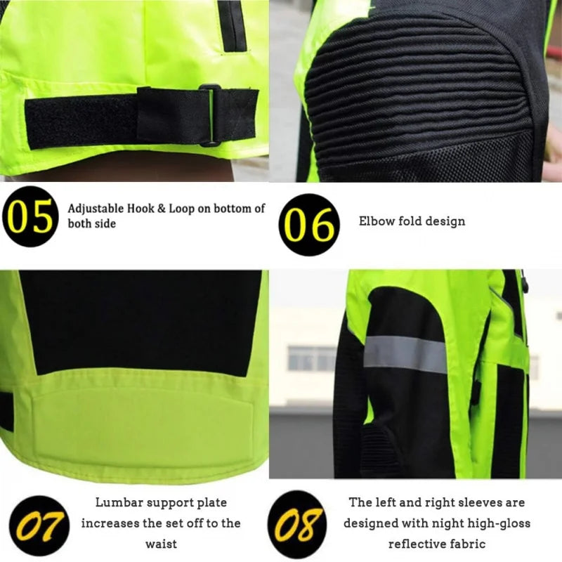 Motorcycle Racing Suit Waterproof and Breathable Motorcycle Riding Suit Reflective with Removable Lining Protective Equipment