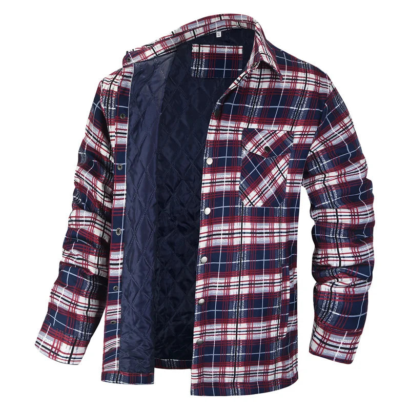 Winter Plaid Shirts For Mens Thick Green Checked Shirt Jacket Casual Long Sleeve Quilted Jackets Big And Tall EUR/US Size S-5XL