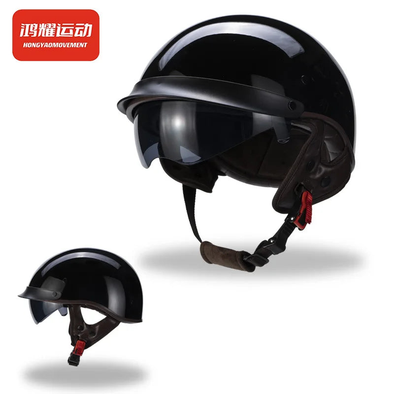 Vintage Helmet Motorcycle Half Helmet Men's and Women's Electric Locomotive Summer Hard Hat Hoop Helmet Personality