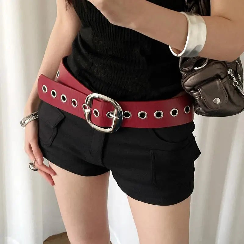 Punk Style Design Sense Wide Belt Female Y2k Personality Advanced Sense With Skirt Jeans Belt PU Leather Belt Accessories