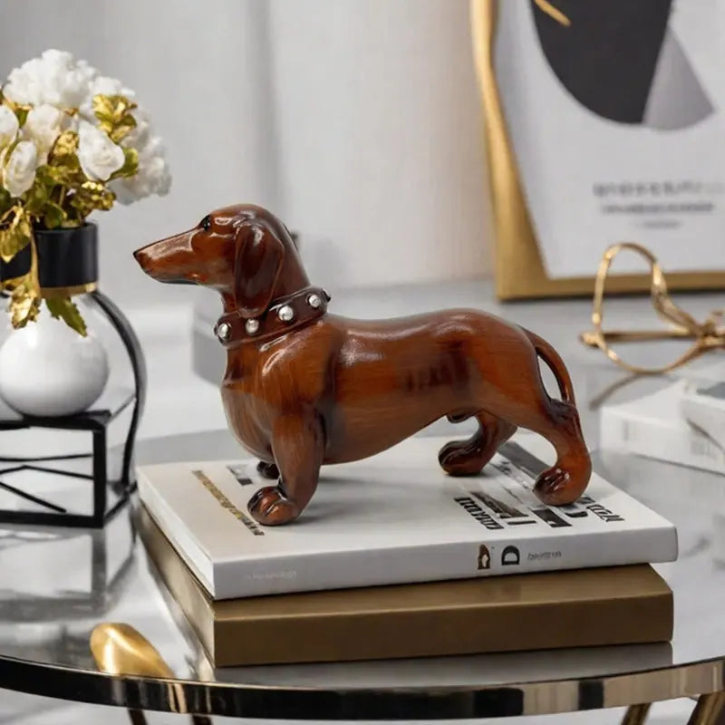 Colorful Dog Resin Statue Table Decor Graffiti Purple Dachshund Figurines Sculptures Home Living Room Cabinet Desk Decoration