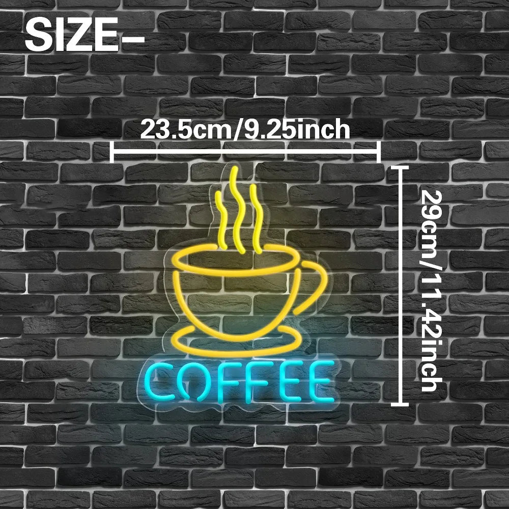 Coffee Neon Light, Tabletop/Wall Decor, Vintage Cafe Ambiance for Home, Office, Parties, for Coffee Lovers Gift, Home Decoration