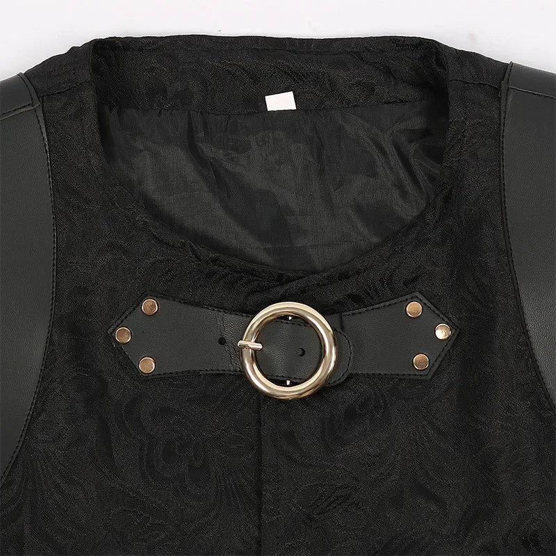 Medieval Jacket Gothic Mens Victorian Suit Vest Steampunk Gothic Waistcoat Men's Casual Vest Stage Show Costume Evening Dress