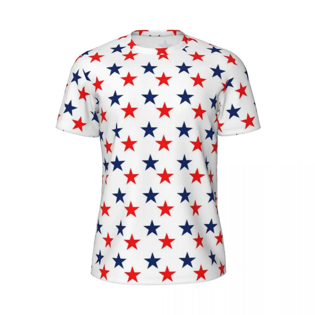 USA American Flag T-Shirt Male Star Print Patriotic Streetwear Running T-Shirts Breathable Beach Fashion Tees Oversize Tops
