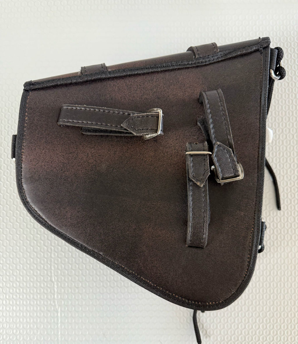 Genuine Distressed Brown Leather Left Side Solo Swing Arm Bag