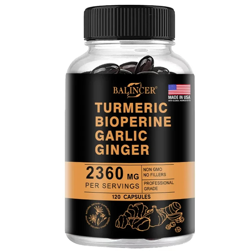 Turmeric and Black Pepper Ginger - Joint Support Supplement Containing Piperin and 95% Curcumin. Digestive and Immune Support