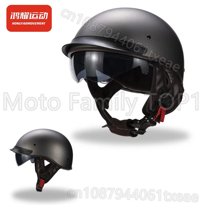 Vintage Helmet Motorcycle Half Helmet Men's and Women's Electric Locomotive Summer Hard Hat Hoop Helmet Personality