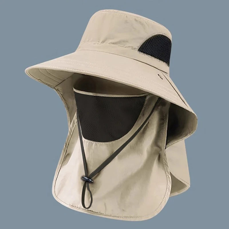 Outdoor Hunting Fishing Cap For Men Women Hiking Camping Visor Bucket Hat Neck Flap Fisherman Hat Summer Sun Hats UV Protection