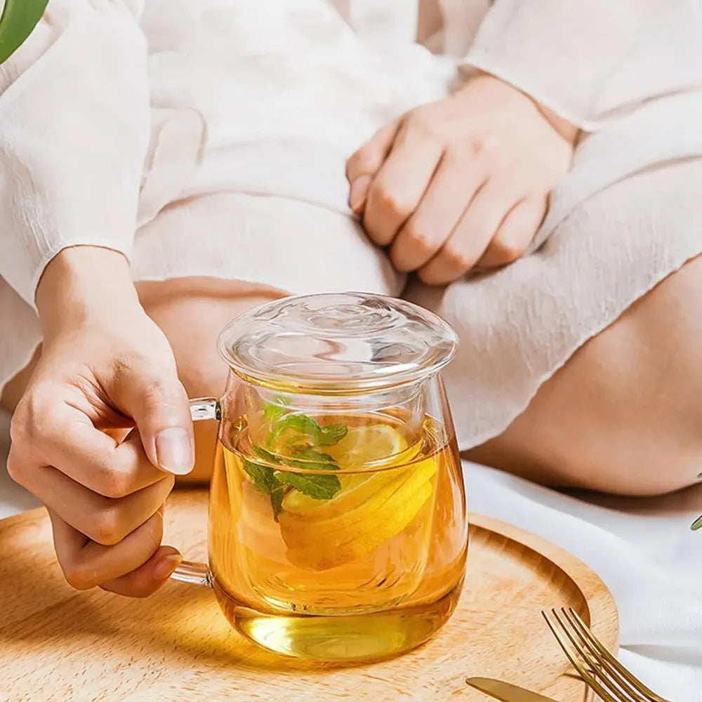 1pc Transparent Teacup with Filter Multi-Purpose Brewings Tea Cup High Borosilicate Milk Mug Household Drinking Coffee Cup