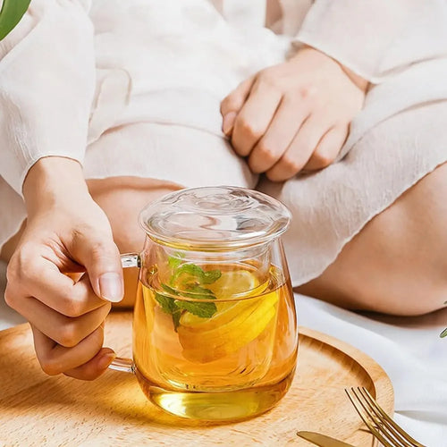 1pc Transparent Teacup with Filter Multi-Purpose Brewings Tea Cup High Borosilicate Milk Mug Household Drinking Coffee Cup