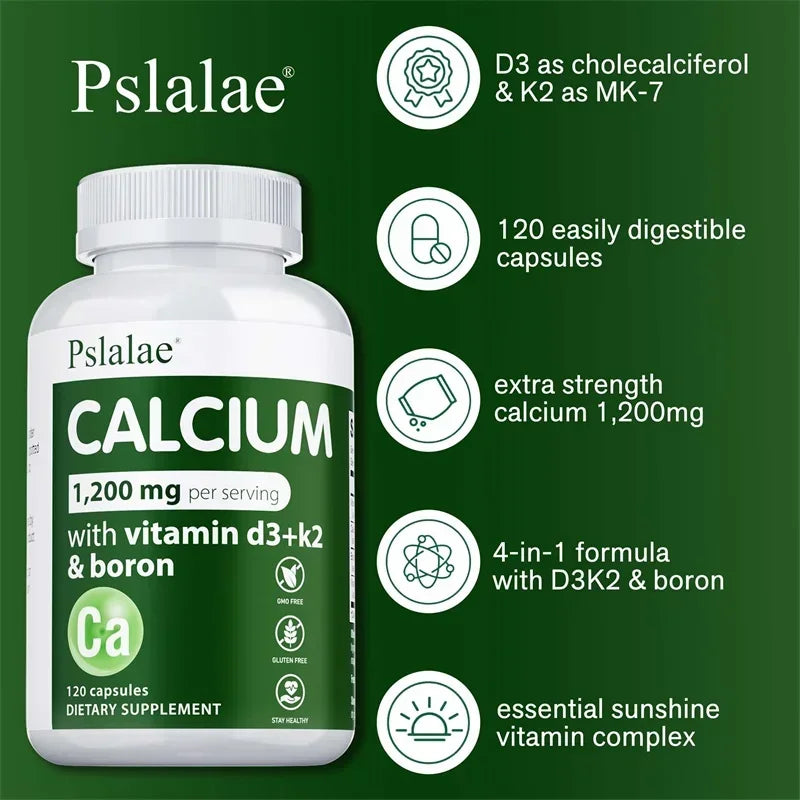 Calcium Supplement - Promotes Calcium Absorption, Boosts Energy, Strong Bones, Supports Heart & Muscle Health, Non-GMO