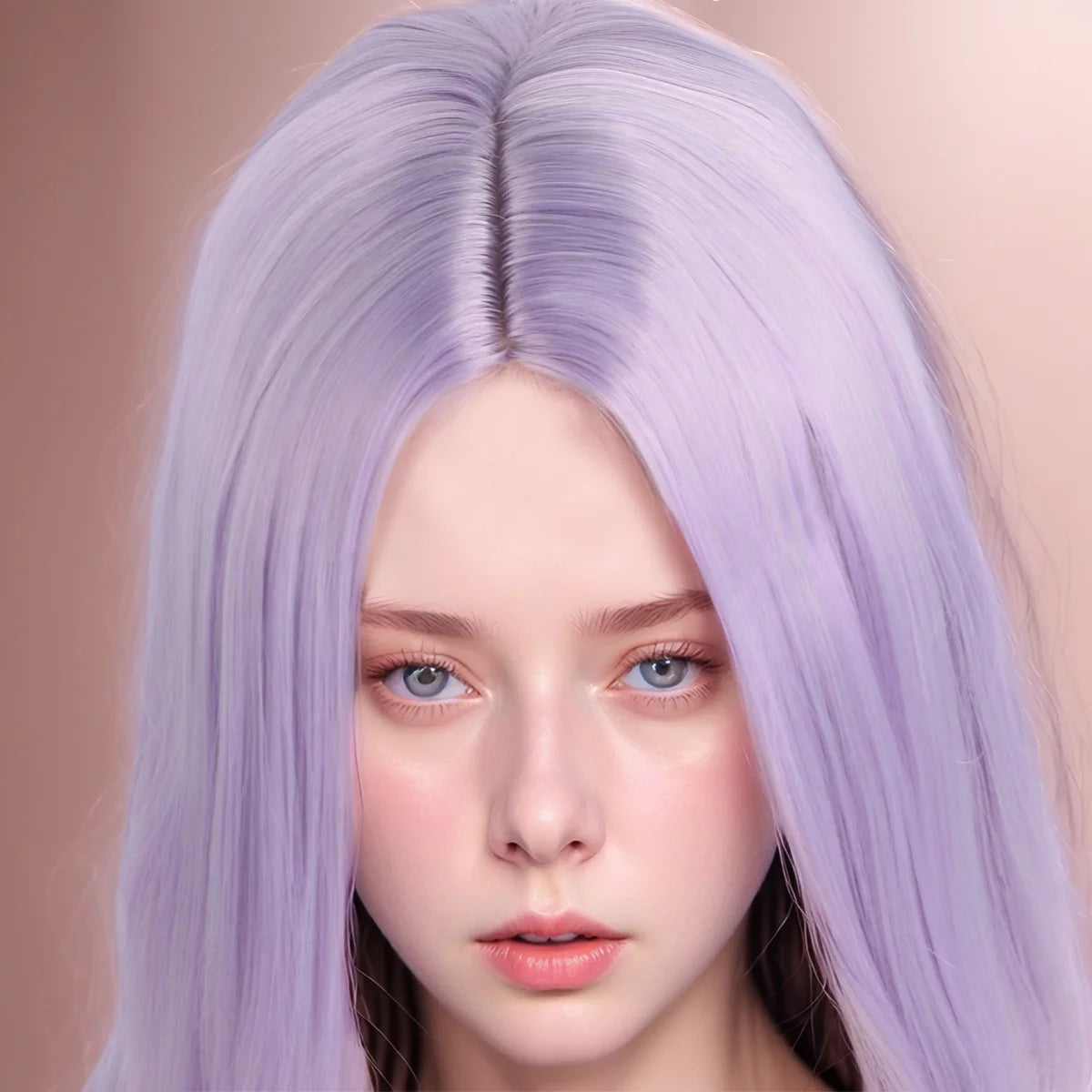 Short Straight Hair Wig with Inward Curls and Middle Parting in Light Purple for Women's Outfits. Soft Synthetic, Heat-Resistant, and Durable. Suitable for Daily Wear, Outfits, and Parties. Cosplay Wig, Party Supplies, Hair S
