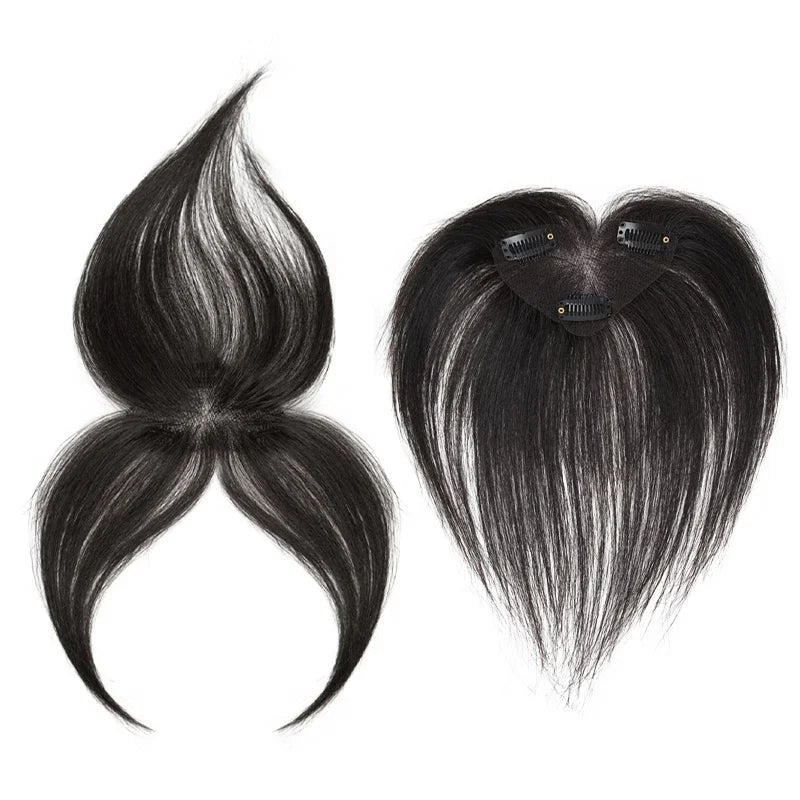 25cm 100% Human Hair Women's Natural Forehead Whitening Hair Enhancement Head Curtain 3D Bangs Increase Hair Volume