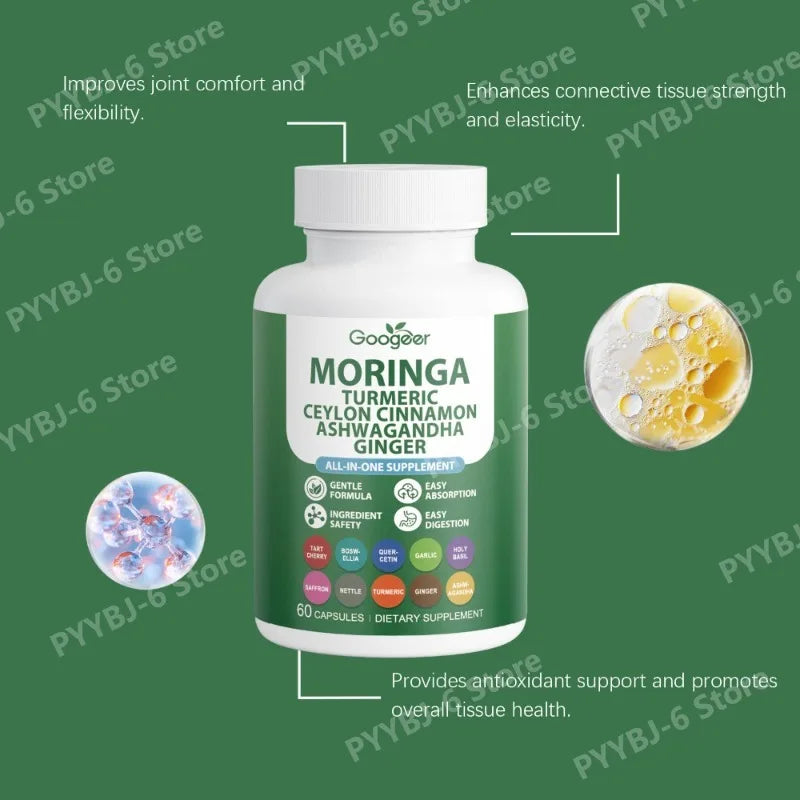 Multi-Herbal Wellness Supplement 60capsules Moringa Turmeric & More Easy Absorption Natural Dietary Supplement for Health